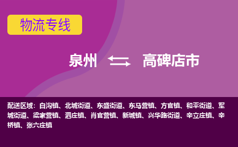 泉州到高碑店市物流专线，集约化一站式货运模式