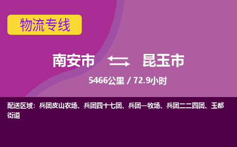 南安市到昆玉市物流专线，集约化一站式货运模式