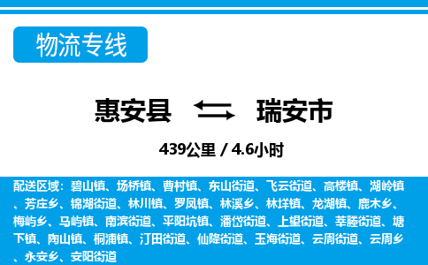 惠安县到瑞安市物流专线，集约化一站式货运模式