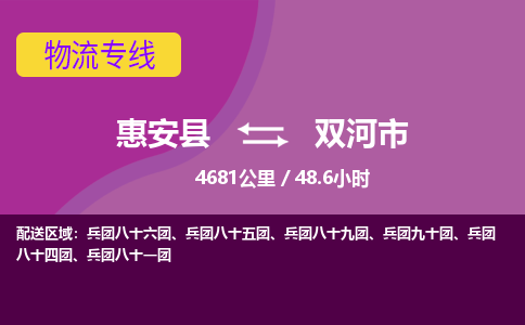 惠安县到双河市物流专线，集约化一站式货运模式